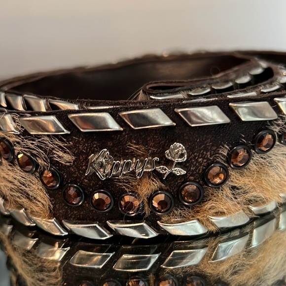 Kippy Acid Wash Hair on Hide belt with Swarovski Crystals RARE main image 10